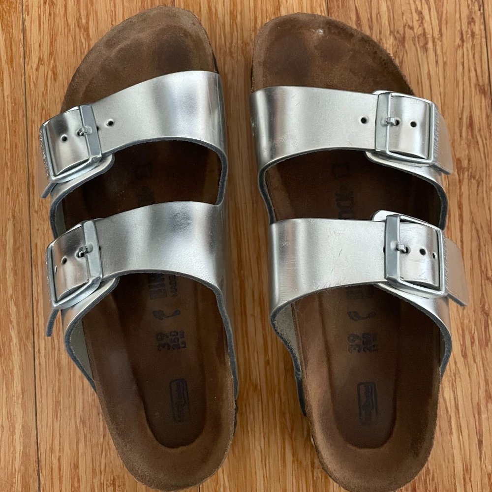 Birkenstock Arizona Sandals Silver, US8-8.5